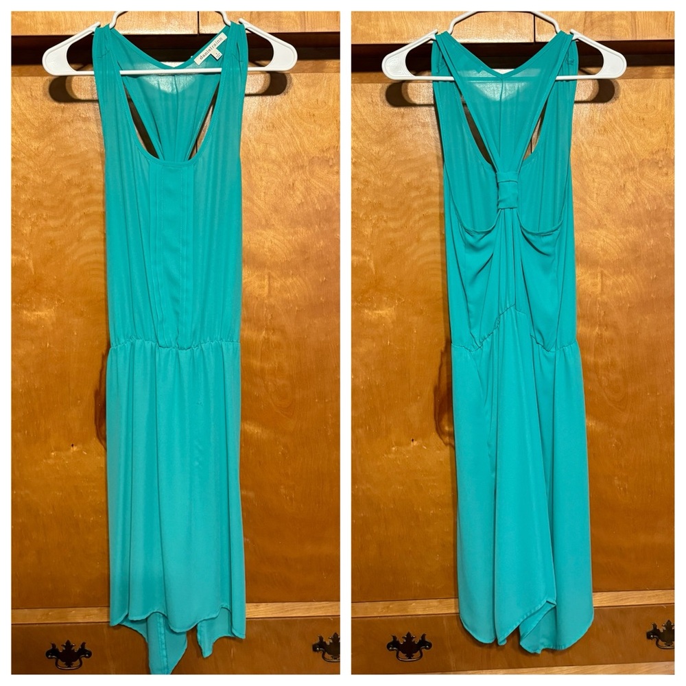 Light Sleeveless Racerback Teal Dress with Elastic Waist - Medium